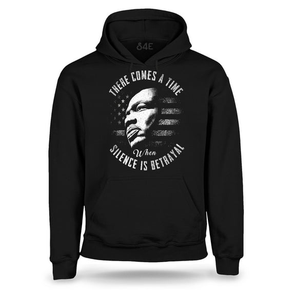 S4E Men's Martin Luther King Jr. Silence is Betrayal Hoodie Sweatshirts XX-Large Black