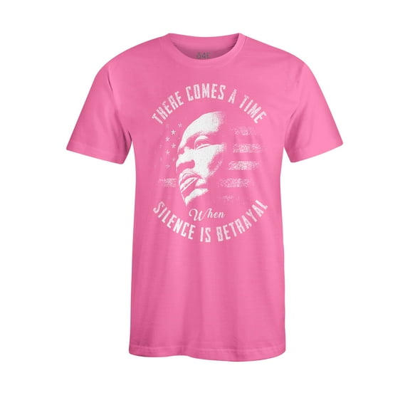 S4E Men's Martin Luther King Jr. Silence is Betrayal T-Shirt Medium Azalea Pink
