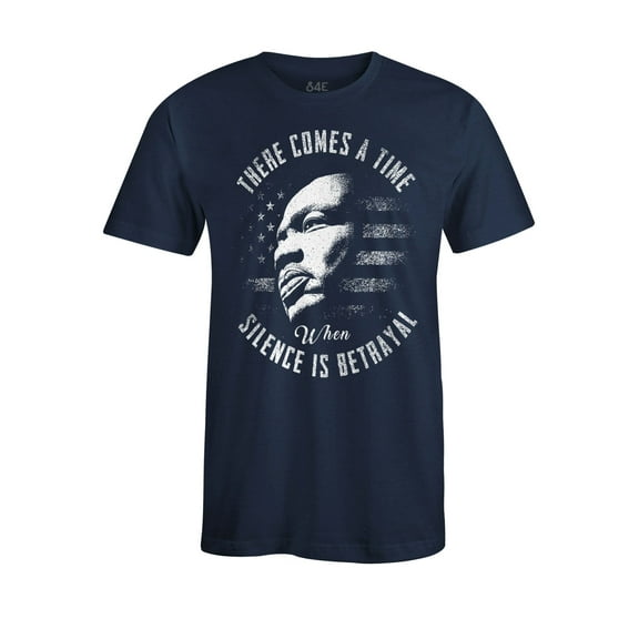 S4E Men's Martin Luther King Jr. Silence is Betrayal T-Shirt Medium Navy