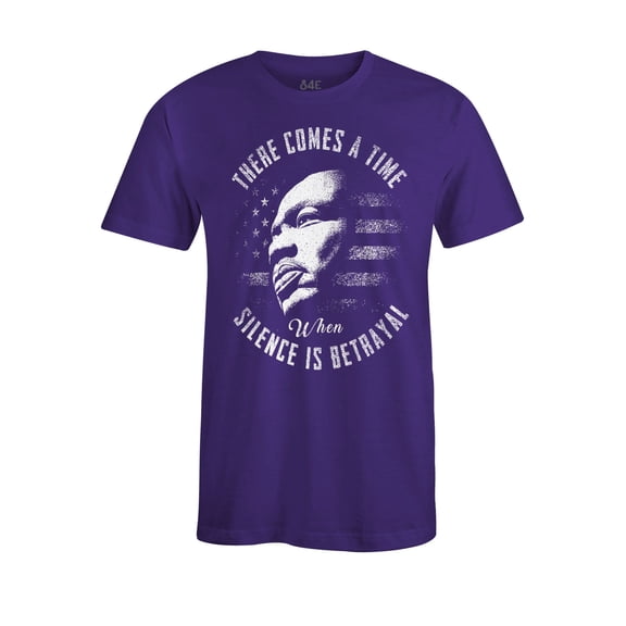 S4E Men's Martin Luther King Jr. Silence is Betrayal T-Shirt Small Purple