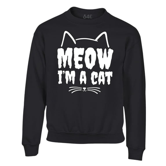 S4E Men's Meow I'm A Cat Crewneck Sweatshirt Medium Black