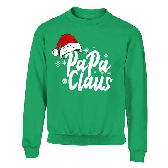 S4E Men's Papa Claus Santa Hat Christmas Crewneck Sweatshirt Small Irish Green