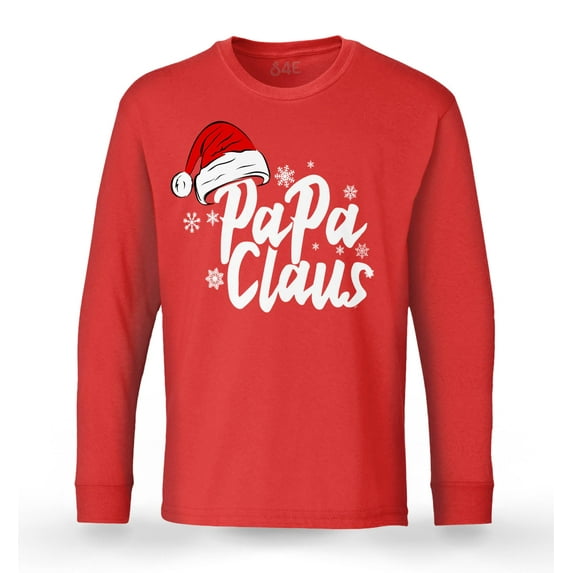 S4E Men's Papa Claus Santa Hat Christmas Long Sleeve ShirtXX-Large Red