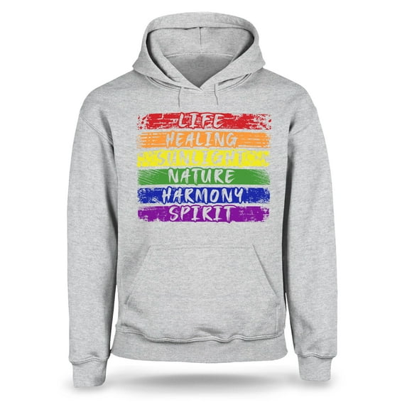 S4E Men's Pride Flag Life Harmony Spirit Hoodie Sweatshirts Small Sports Grey