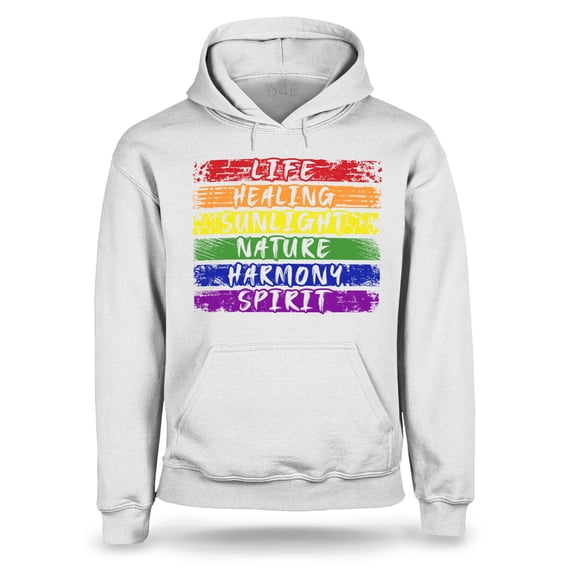 S4E Men's Pride Flag Life Harmony Spirit Hoodie Sweatshirts Small White