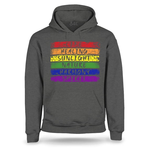 S4E Men's Pride Flag Life Harmony Spirit Hoodie Sweatshirts X-Large Charcoal