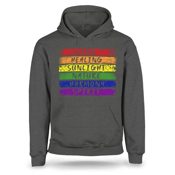S4E Men's Pride Flag Life Harmony Spirit Hoodie Sweatshirts XX-Large Charcoal