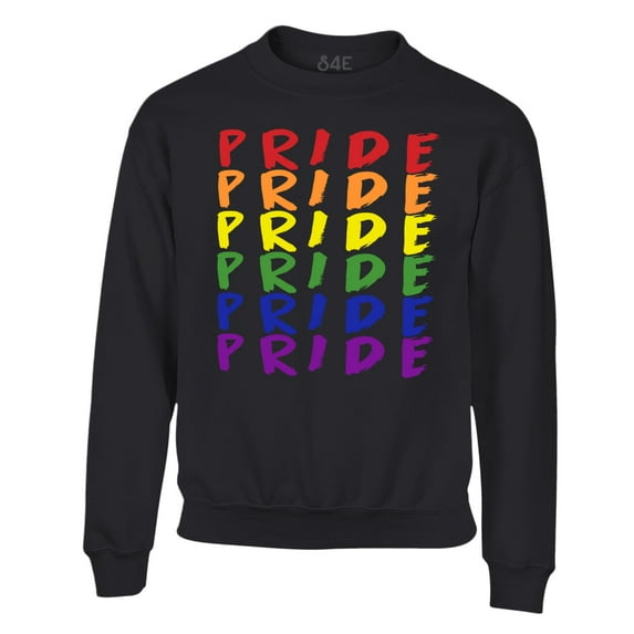 S4E Men's Pride Gay LGBTQ Rainbow Crewneck Sweatshirt XXXX-Large Black