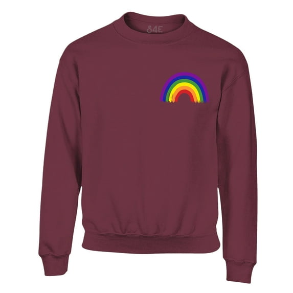 S4E Men's Rainbow Flag LGBTQ Gay Pride Crewneck Sweatshirt Large Maroon