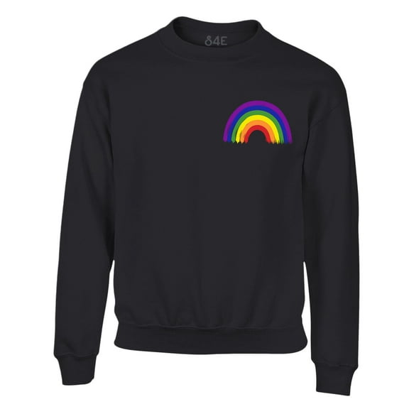 S4E Men's Rainbow Flag LGBTQ Gay Pride Crewneck Sweatshirt Medium Black