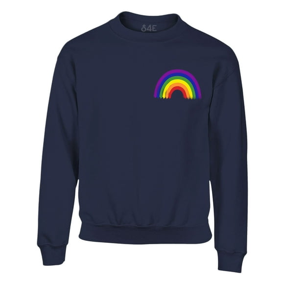 S4E Men's Rainbow Flag LGBTQ Gay Pride Crewneck Sweatshirt Medium Navy