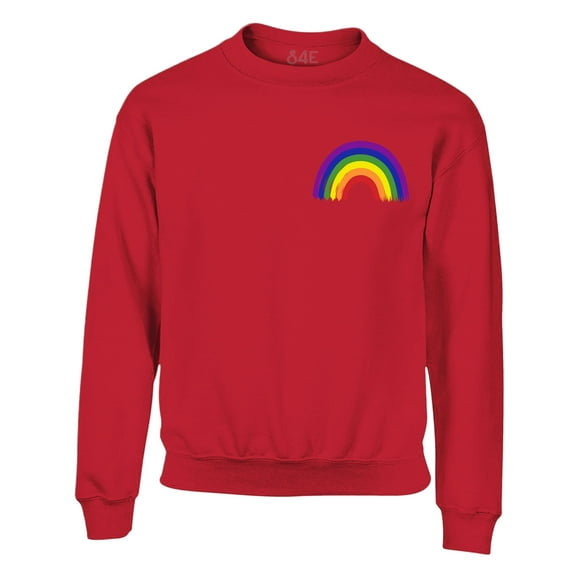 S4E Men's Rainbow Flag LGBTQ Gay Pride Crewneck Sweatshirt X-Large Red