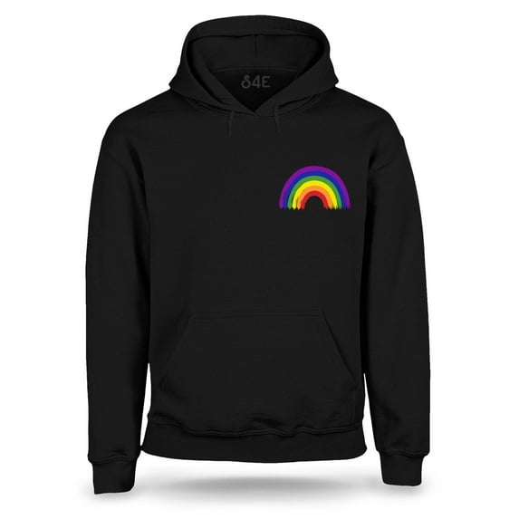 S4E Men's Rainbow Flag LGBTQ Gay Pride Hoodie Sweatshirts Small Black