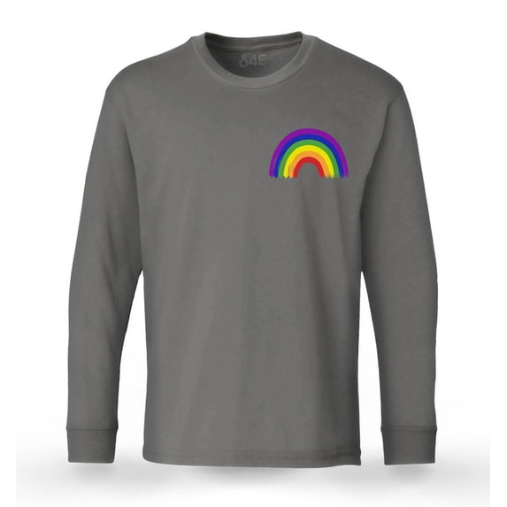 S4E Men's Rainbow Flag LGBTQ Gay Pride Long Sleeve Shirt Large Charcoal