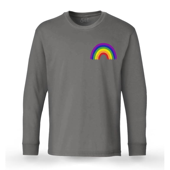 S4E Men's Rainbow Flag LGBTQ Gay Pride Long Sleeve Shirt Medium Charcoal
