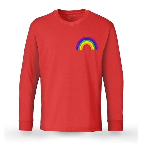 S4E Men's Rainbow Flag LGBTQ Gay Pride Long Sleeve Shirt Small Red