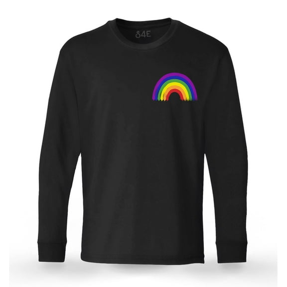 S4E Men's Rainbow Flag LGBTQ Gay Pride Long Sleeve Shirt X-Large Black
