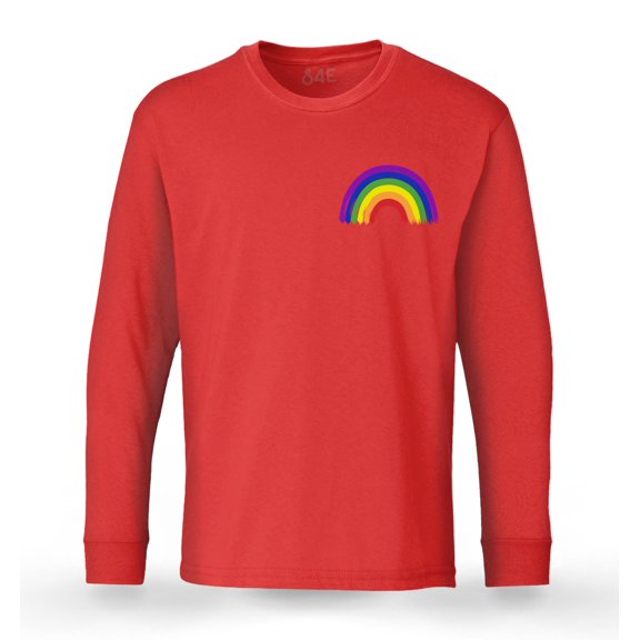S4E Men's Rainbow Flag LGBTQ Gay Pride Long Sleeve Shirt X-Large Red