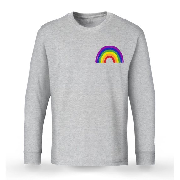 S4E Men's Rainbow Flag LGBTQ Gay Pride Long Sleeve Shirt XXX-Large Sports Grey