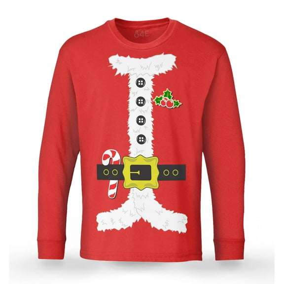 S4E Men's Santa Suit Elf Christmas Holiday Costume Long Sleeve ShirtXXX-Large Red