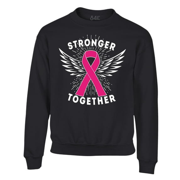 S4E Men's Stronger Together Breast Cancer Crewneck Sweatshirt XXXX-Large Black
