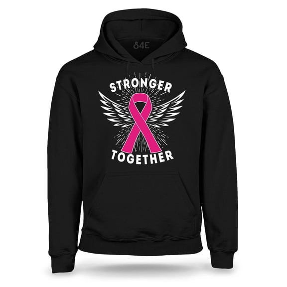 S4E Men's Stronger Together Breast Cancer Hoodie Sweatshirts Small Black