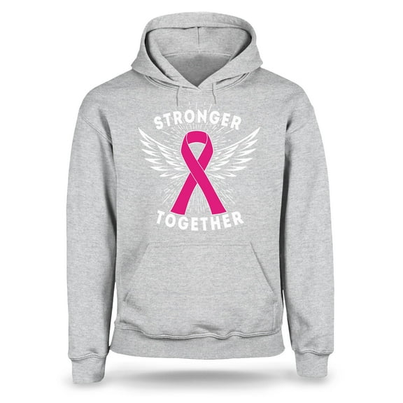 S4E Men's Stronger Together Breast Cancer Hoodie Sweatshirts Small Sports Grey
