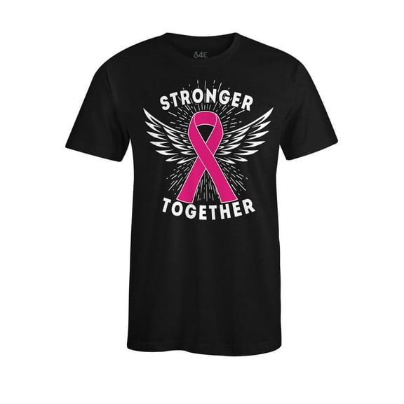 S4E Men's Stronger Together Breast Cancer T-Shirt Small Black