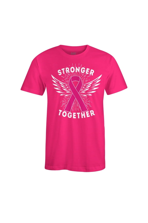 Men's Stronger Together Breast Cancer T-Shirt XX-Large Heliconia Pink