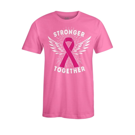 S4E Men's Stronger Together Breast Cancer T-Shirt XXXX-Large Azalea Pink