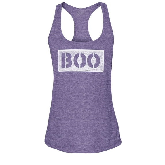 S4E Women's Distressed Boo Halloween Racerback Slim Fit Medium Purple