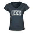 thumbnail image 1 of S4E Women's Distressed Boo Halloween Slim Fit V-Neck T-Shirt XX-Large Charcoal, 1 of 4