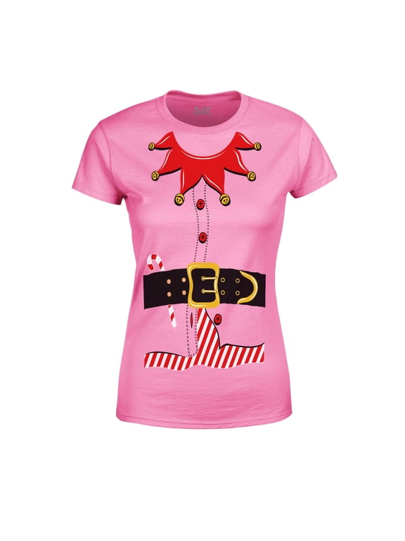 Women's Elf Christmas Holiday Costume T-Shirt XX-Large Azalea Pink