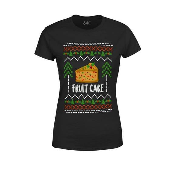 S4E Women's Fruit Cake Christmas Holiday T-Shirt XX-Large Black