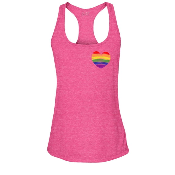 S4E Women's Gay Rainbow Heart LGBTQ Pride Racerback Slim Fit Medium Fuchsia
