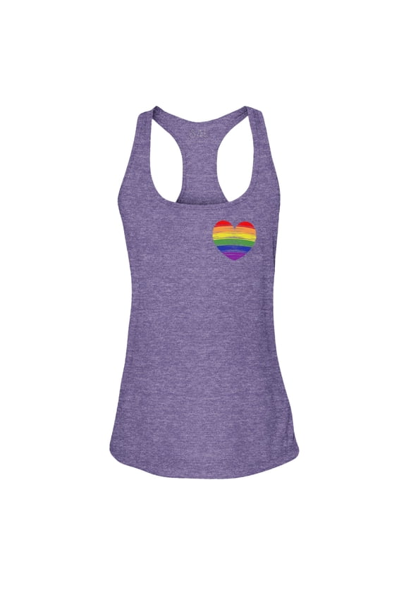 Women's Gay Rainbow Heart LGBTQ Pride Racerback Slim Fit Small Purple