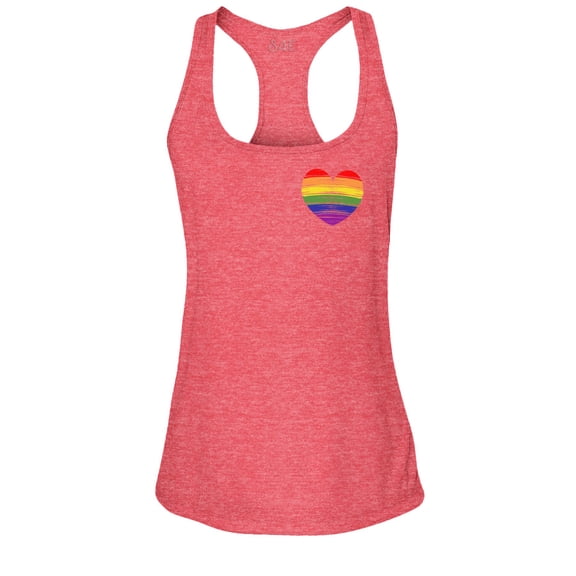 S4E Women's Gay Rainbow Heart LGBTQ Pride Racerback Slim Fit Small Red