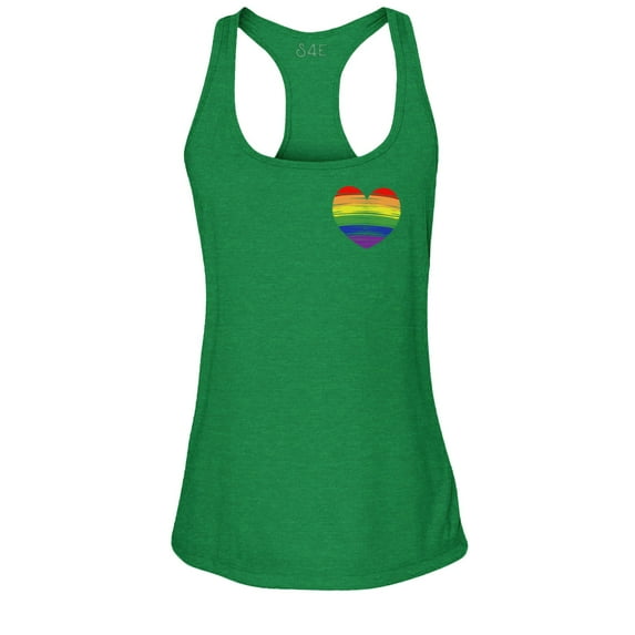 S4E Women's Gay Rainbow Heart LGBTQ Pride Racerback Slim Fit X-Small Kelly Green
