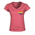 thumbnail image 1 of S4E Women's Gay Rainbow Heart LGBTQ Pride Slim Fit V-Neck T-Shirt Medium Heather Red, 1 of 4