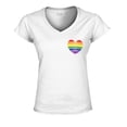 thumbnail image 1 of S4E Women's Gay Rainbow Heart LGBTQ Pride Slim Fit V-Neck T-Shirt Small White, 1 of 4