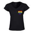 thumbnail image 1 of S4E Women's Gay Rainbow Heart LGBTQ Pride Slim Fit V-Neck T-Shirt X-Large Black, 1 of 4