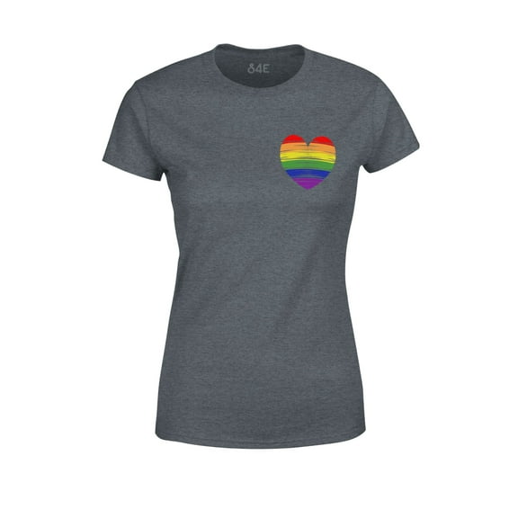 S4E Women's Gay Rainbow Heart LGBTQ Pride T-Shirt X-Large Dark Heather