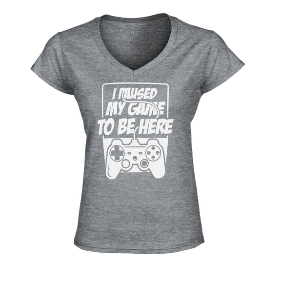 S4E Women's I Paused My Game to Be Here Slim Fit V-Neck T-Shirt XX-Large Sports Grey