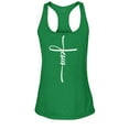 thumbnail image 1 of S4E Women's Jesus Cross Religious Racerback Slim Fit Small Kelly Green, 1 of 4