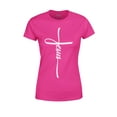 thumbnail image 1 of S4E Women's Jesus Cross Religious T-Shirt XX-Large Heliconia Pink, 1 of 4