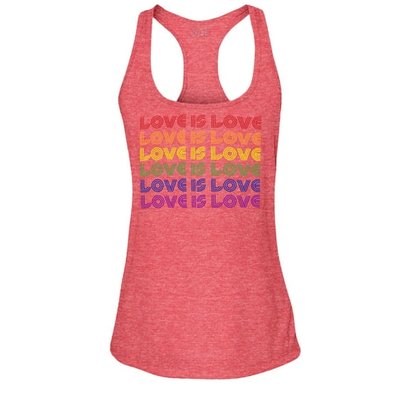 S4E Women's Love is Love Rainbow Gay Pride Racerback Slim Fit XX-Large Red
