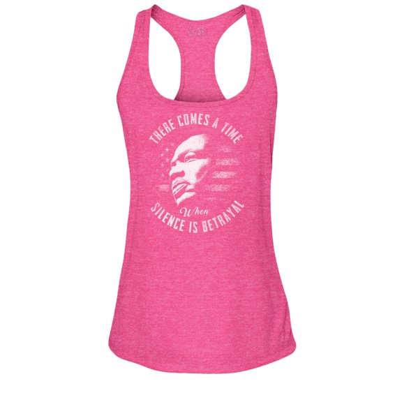 S4E Women's Martin Luther King Jr. Silence is Betrayal Racerback Slim Fit Small Fuchsia