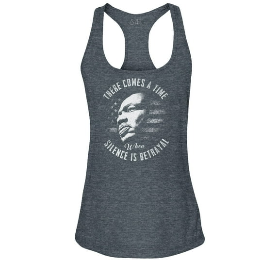 S4E Women's Martin Luther King Jr. Silence is Betrayal Racerback Slim Fit XX-Large Charcoal