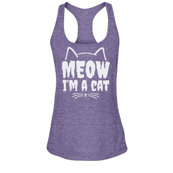 S4E Women's Meow I'm A Cat Racerback Slim Fit Medium Purple