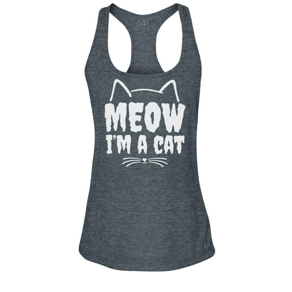 S4E Women's Meow I'm A Cat Racerback Slim Fit Small Charcoal